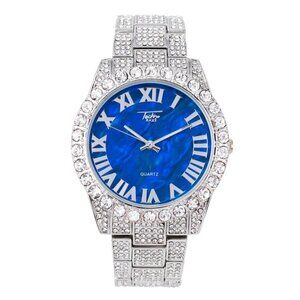 Iced Out White Gold Blue Face CZ Watch | Hip Hop